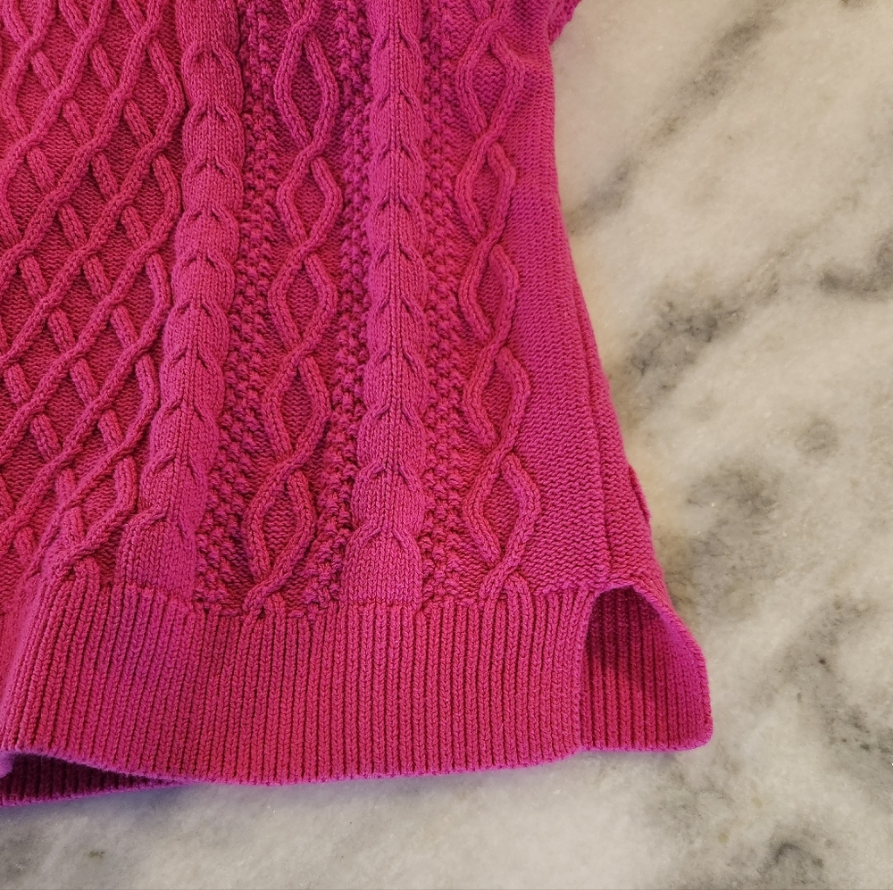 J. Crew Factory Pink Cable Knit Cotton Sweater - Women's Size Small - Picture 5 of 7